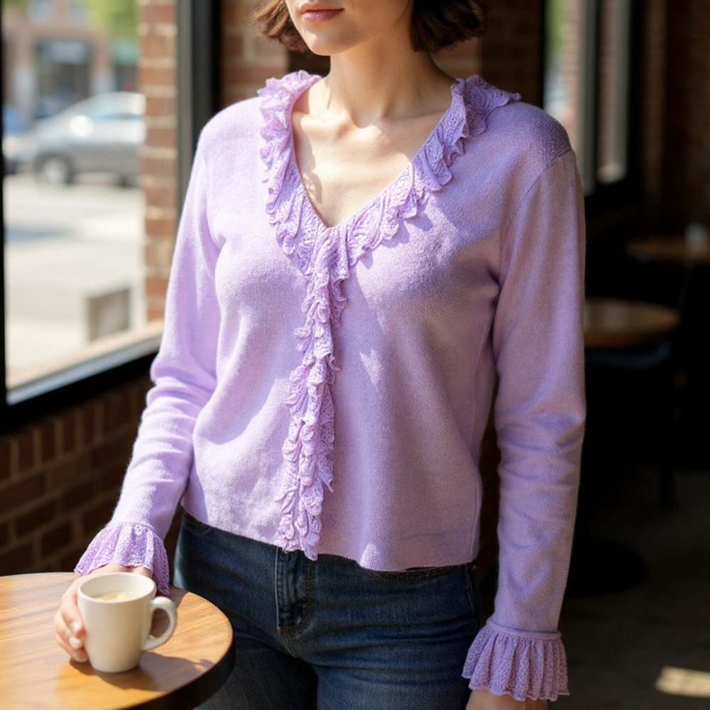 CitySpirit Lavender Ruffle Cardigan